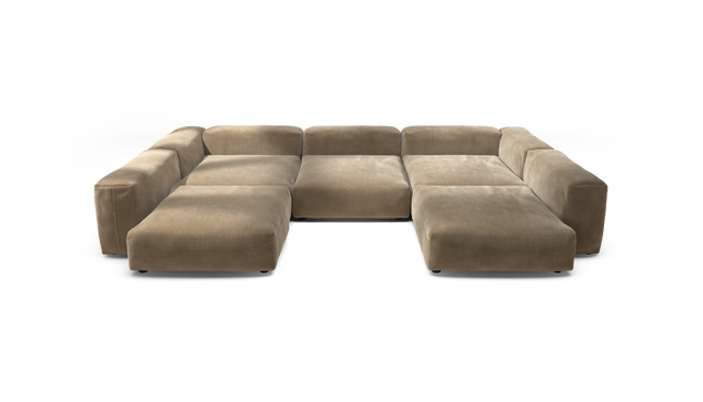 vetsak | Sofa Set 06 - Cord Velour - Sand | Modular Sofa | 6.5 Seater | Big Sofa | U-Shape | Corner Sofa