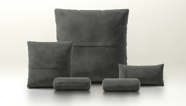 Pillow Set 4 - Leather - Dark Grey