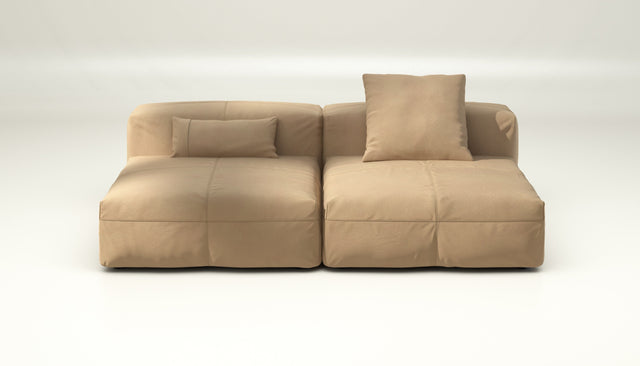 vetsak | Sofa Set 01 Large - Leather - Beige | Modular Sofa | 3.5 Seater