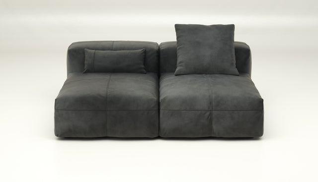 vetsak | Sofa Set 01 Medium - Leather - Dark Grey | Modular Sofa | 2.5 Seater