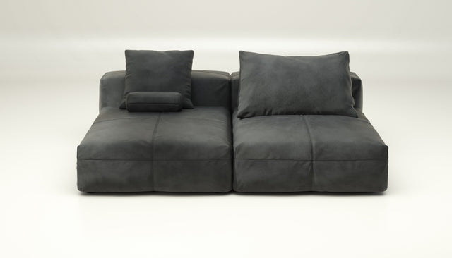 vetsak | Sofa Set 01 XLarge - Leather - Dark Grey | Modular Sofa | 3.5 Seater