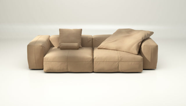vetsak | Sofa Set 02 Large - Leather - Beige | Modular Sofa | 3.5 Seater | Big Sofa