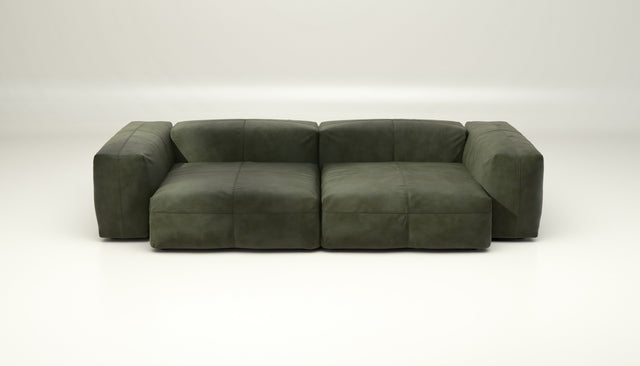 vetsak | Sofa Set 02 Large - Leather - Olive | Modular Sofa | 3.5 Seater | Big Sofa