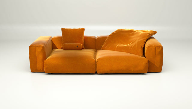 vetsak | Sofa Set 02 Large - Suave - Orange Blaze | Modular Sofa | 3.5 Seater | Big Sofa