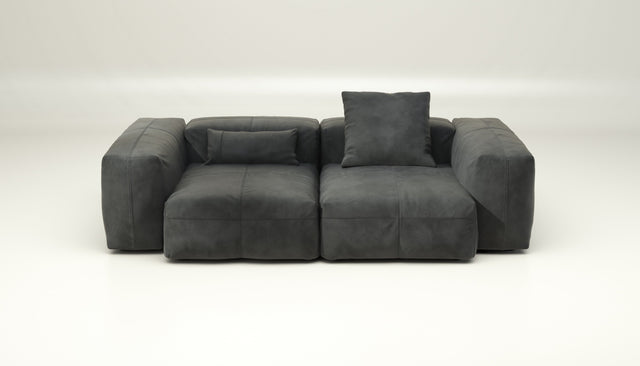 vetsak | Sofa Set 02 Medium - Leather - Dark Grey | Modular Sofa | 2.5 Seater | Big Sofa