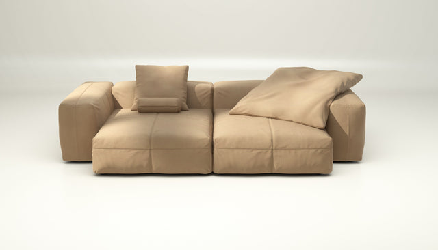 vetsak | Sofa Set 02 XLarge - Leather - Beige | Modular Sofa | 3.5 Seater | Big Sofa