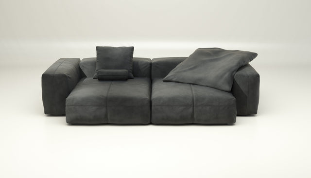vetsak | Sofa Set 02 XLarge - Leather - Dark Grey | Modular Sofa | 3.5 Seater | Big Sofa