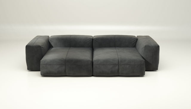 vetsak | Sofa Set 02 XLarge - Leather - Dark Grey | Modular Sofa | 3.5 Seater | Big Sofa