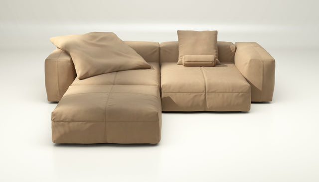 vetsak | Sofa Set 03 - Leather - Beige | Modular Sofa | 3.5 Seater | Big Sofa | Corner Sofa