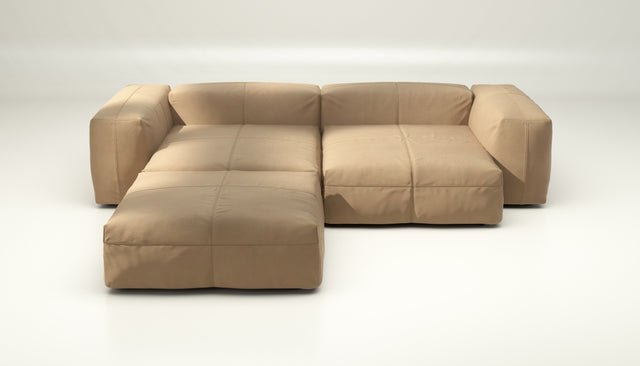 vetsak | Sofa Set 03 - Leather - Beige | Modular Sofa | 3.5 Seater | Big Sofa | Corner Sofa
