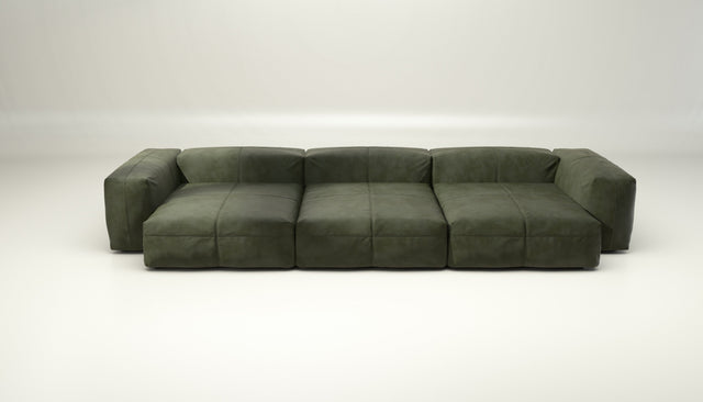 vetsak | Sofa Set 05 - Leather - Olive | Modular Sofa | 5 Seater | Big Sofa | Corner Sofa