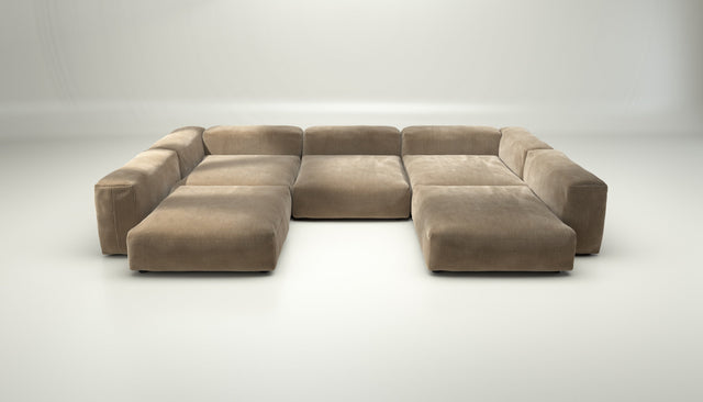 vetsak | Sofa Set 06 - Cord Velour - Sand | Modular Sofa | 6.5 Seater | Big Sofa | U-Shape | Corner Sofa