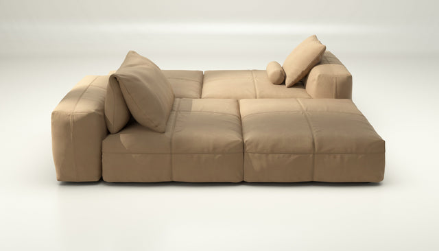 vetsak | Sofa Set 08 - Daybed - Leather - Beige | Modular Sofa | 6 Seater | Outdoor Island | Double lounger